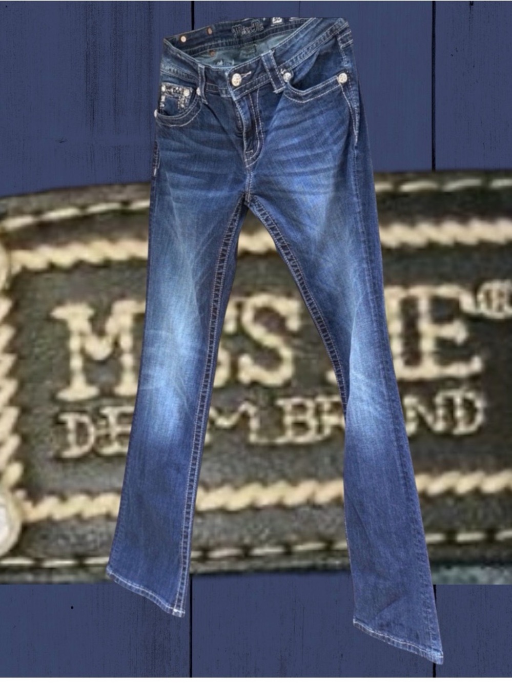 Miss Me Signature Sequins Denim Jeans Women's Size 30x34 USA